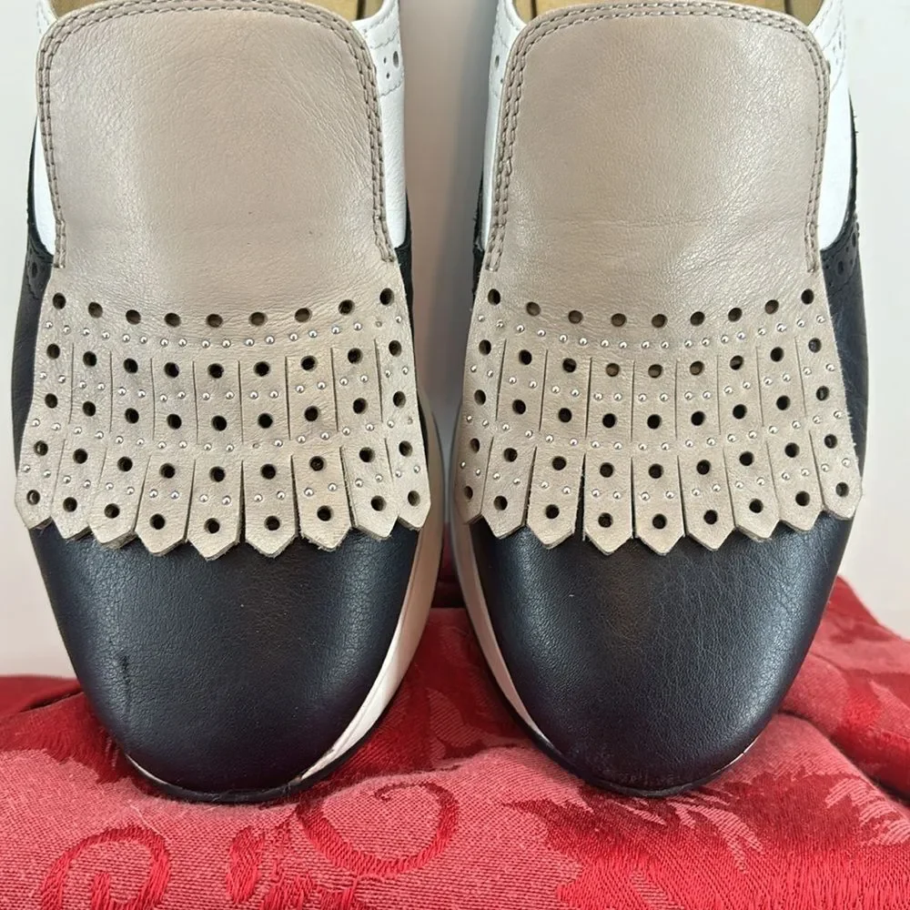 GROX Respira Slip on Loafers‎ D8 25TB Black White Beige with Fringe W Size 7 - Picture 3 of 16